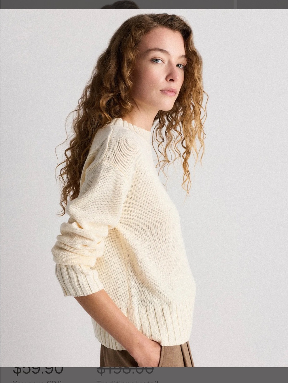 Quince Cotton Linen Relaxed Crew Sweater, NWT, S